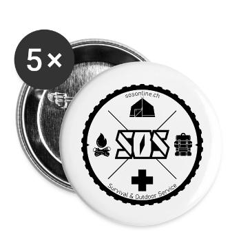 SOS Logo blanc Fond neutre - Lot de 5 petits badges (25 mm) - blanc - Devant