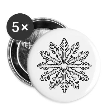Flocon de neige Neige Hiver Noël froid 12 - Lot de 5 petits badges (25 mm) - blanc - Devant