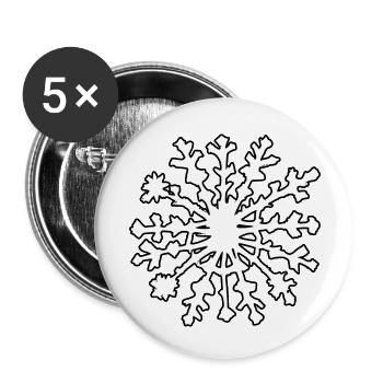 Flocon de neige Neige Hiver Noël Froid 09 - Lot de 5 petits badges (25 mm) - blanc - Devant