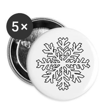 Flocon de neige Neige Hiver Noël Froid 05 - Lot de 5 petits badges (25 mm) - blanc - Devant