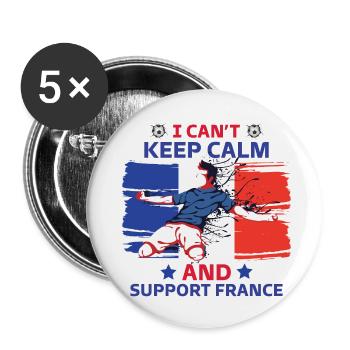 Ruhe bewahren und Frankreich unterstützen - Buttons klein 25 mm (5er Pack) - Weiß - Vorne