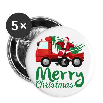 CAMION PAPA NOEL - Lot de 5 petits badges (25 mm) - blanc - Devant