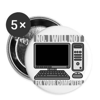 not fix your computer - Buttons small 1''/25 mm (5-pack) - white - Front