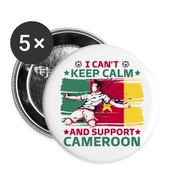 Ruhe bewahren und Kamerun unterstützen - Buttons klein 25 mm (5er Pack) - Weiß - Vorne