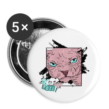 Pas Content | Sphynx_01 - Lot de 5 petits badges (25 mm) - blanc - Devant