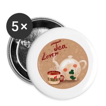 Amateurs de thé - Lot de 5 petits badges (25 mm) - blanc - Devant