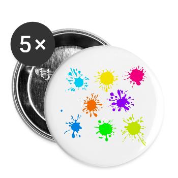 Bunte Farbkleckse Farbspritzer - Buttons klein 25 mm (5er Pack) - Weiß - Vorne