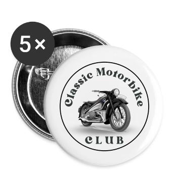 Logo klassischer Motorradclub für alle Biker - Buttons klein 25 mm (5er Pack) - Weiß - Vorne