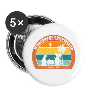Christmas Nativity with Jesus - Wonderful Counsell - Buttons small 1''/25 mm (5-pack) - white - Front