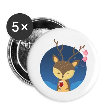Deer and party - Buttons small 1''/25 mm (5-pack) - white - Front