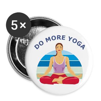 Fille méditant. Faites plus de yoga - Lot de 5 petits badges (25 mm) - blanc - Devant