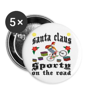 Santa Claus with mountain bike sporty underwgs - Buttons small 1''/25 mm (5-pack) - white - Front