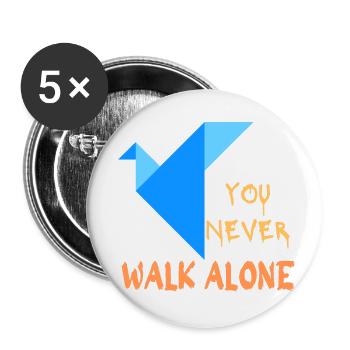 You never walk alone - Origami - Lot de 5 petits badges (25 mm) - blanc - Devant