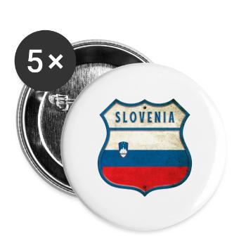 Slowenien Flaggen Wappen Design - Buttons klein 25 mm (5er Pack) - Weiß - Vorne