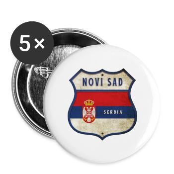 Novi Sad Serbie Armoiries Drapeaux - Lot de 5 petits badges (25 mm) - blanc - Devant