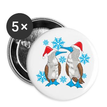 Noël à pieds bleus - Lot de 5 petits badges (25 mm) - blanc - Devant