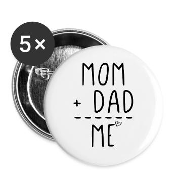 Maman Papa moi - Lot de 5 petits badges (25 mm) - blanc - Devant