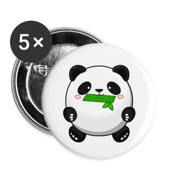 Fat Panda with Bamboo - Panda Cute Kawaii Bear - Lot de 5 petits badges (25 mm) - blanc - Devant