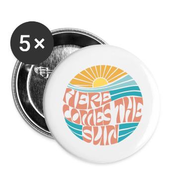 VOICI LE SOLEIL - Lot de 5 petits badges (25 mm) - blanc - Devant