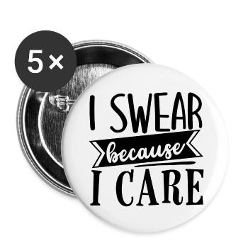 I swear because i care - Buttons small 1''/25 mm (5-pack) - white - Front