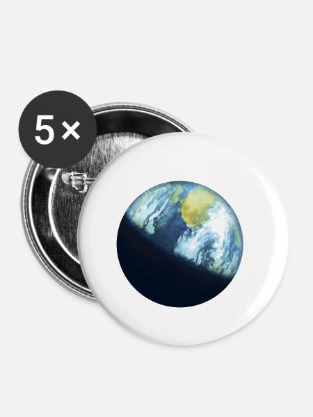 Planet Erde - Buttons klein 25 mm (5er Pack) - Weiß
