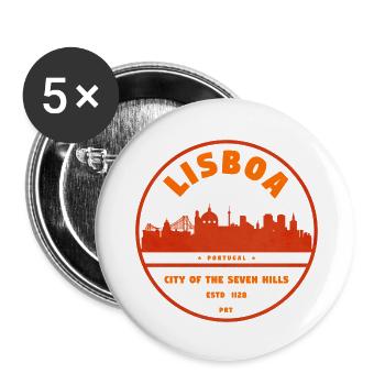 Lissabon Skyline Stempel - Buttons klein 25 mm (5er Pack) - Weiß - Vorne