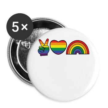 Rainbow Heart Equality Lgbt Homo - Buttons small 1''/25 mm (5-pack) - white - Front