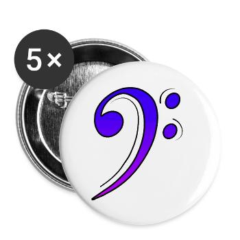 Bassschlüssel Lila-Blau - Buttons klein 25 mm (5er Pack) - Weiß - Vorne