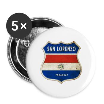San Lorenzo Paraguay coat of arms flag design - Buttons small 1''/25 mm (5-pack) - white - Front