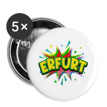 Erfurt, Allemagne, ville, Pop Art, Bande dessinée - Lot de 5 petits badges (25 mm) - blanc - Devant