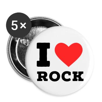 I love rock - Buttons small 1''/25 mm (5-pack) - white - Front