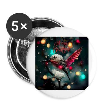 Frohe Weihnachten - Weihnachtskolibri im Winter - Buttons klein 25 mm (5er Pack) - Weiß - Vorne