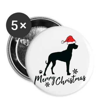 merry christmas great dane - Buttons klein 25 mm (5er Pack) - Weiß - Vorne