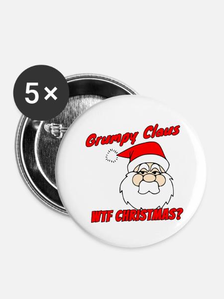 Grumpy Claus - Buttons klein 25 mm (5er Pack) - Weiß