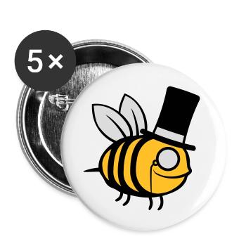 Sir Biene Zylinder Hut - Buttons klein 25 mm (5er Pack) - Weiß - Vorne