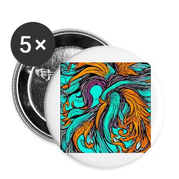 Illustration of a phoenix, vector style - Buttons small 1''/25 mm (5-pack) - white - Front