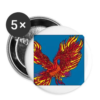 Illustration of a phoenix, vector style - Buttons small 1''/25 mm (5-pack) - white - Front