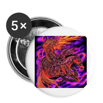 Abstrakte Darstellung eines Pferdes - Buttons klein 25 mm (5er Pack) - Weiß - Vorne