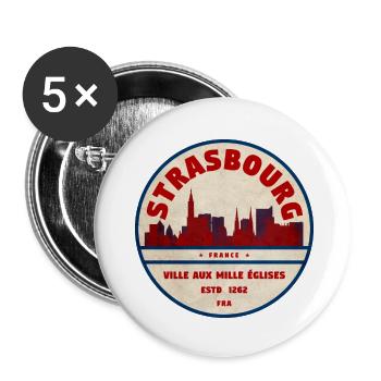 Strasbourg Vintage City Logo - Buttons small 1''/25 mm (5-pack) - white - Front