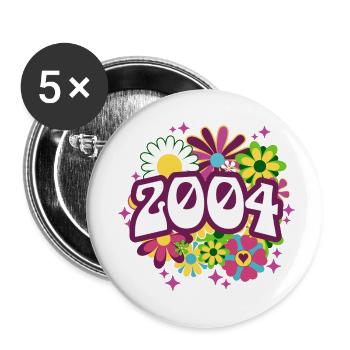 Fête Anniversaire Femme 2004 18 Ans Anniversaire - Lot de 5 petits badges (25 mm) - blanc - Devant