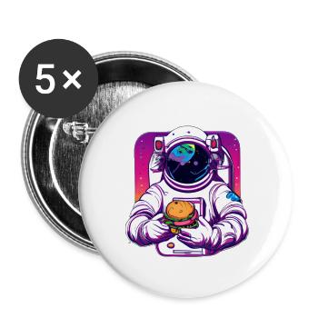 Un astronaute funky dans l’espace avec des hamburgers - Lot de 5 petits badges (25 mm) - blanc - Devant