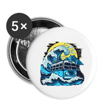 Fusion du bus et du puits - Lot de 5 petits badges (25 mm) - blanc - Devant