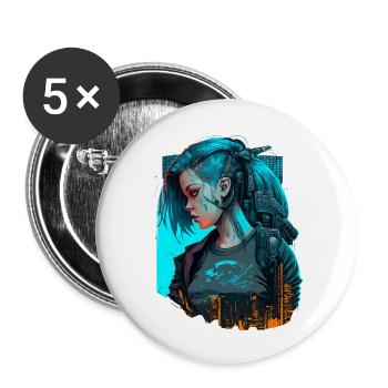 Schöne futuristische Dame für Gaming-Liebhaber - Buttons klein 25 mm (5er Pack) - Weiß - Vorne