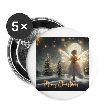 Beautiful Christmas angel on Christmas night - Buttons small 1''/25 mm (5-pack) - white - Front