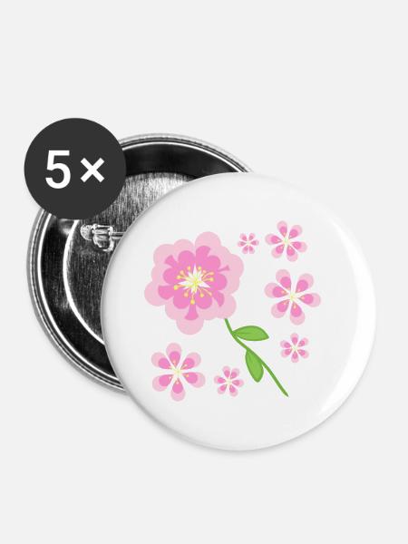 rosa blumen muster - Buttons klein 25 mm (5er Pack) - Weiß