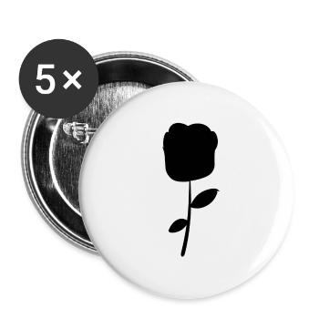 Rose Symbole Fleur Végétale - Lot de 5 petits badges (25 mm) - blanc - Devant