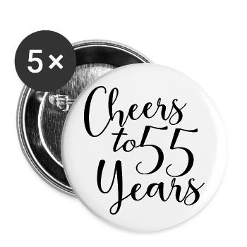Prost auf 55 Jahre 55. Geburtstag - Buttons klein 25 mm (5er Pack) - Weiß - Vorne