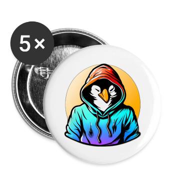 Pingouin avec pull - Lot de 5 petits badges (25 mm) - blanc - Devant
