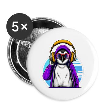 Pingouin cool avec pull - Lot de 5 petits badges (25 mm) - blanc - Devant