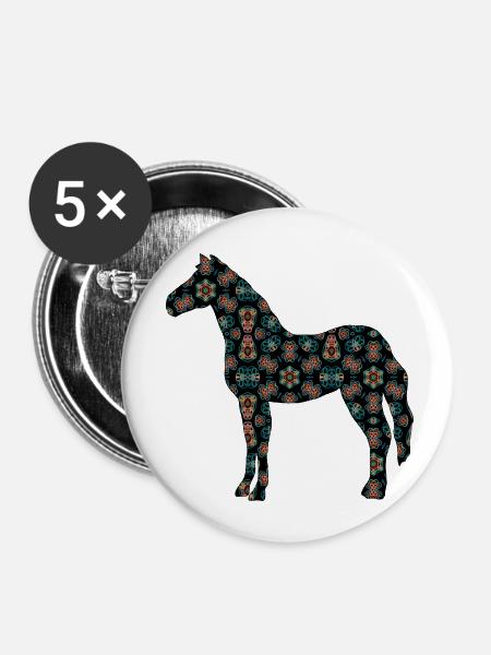Pferd - Buttons klein 25 mm (5er Pack) - Weiß